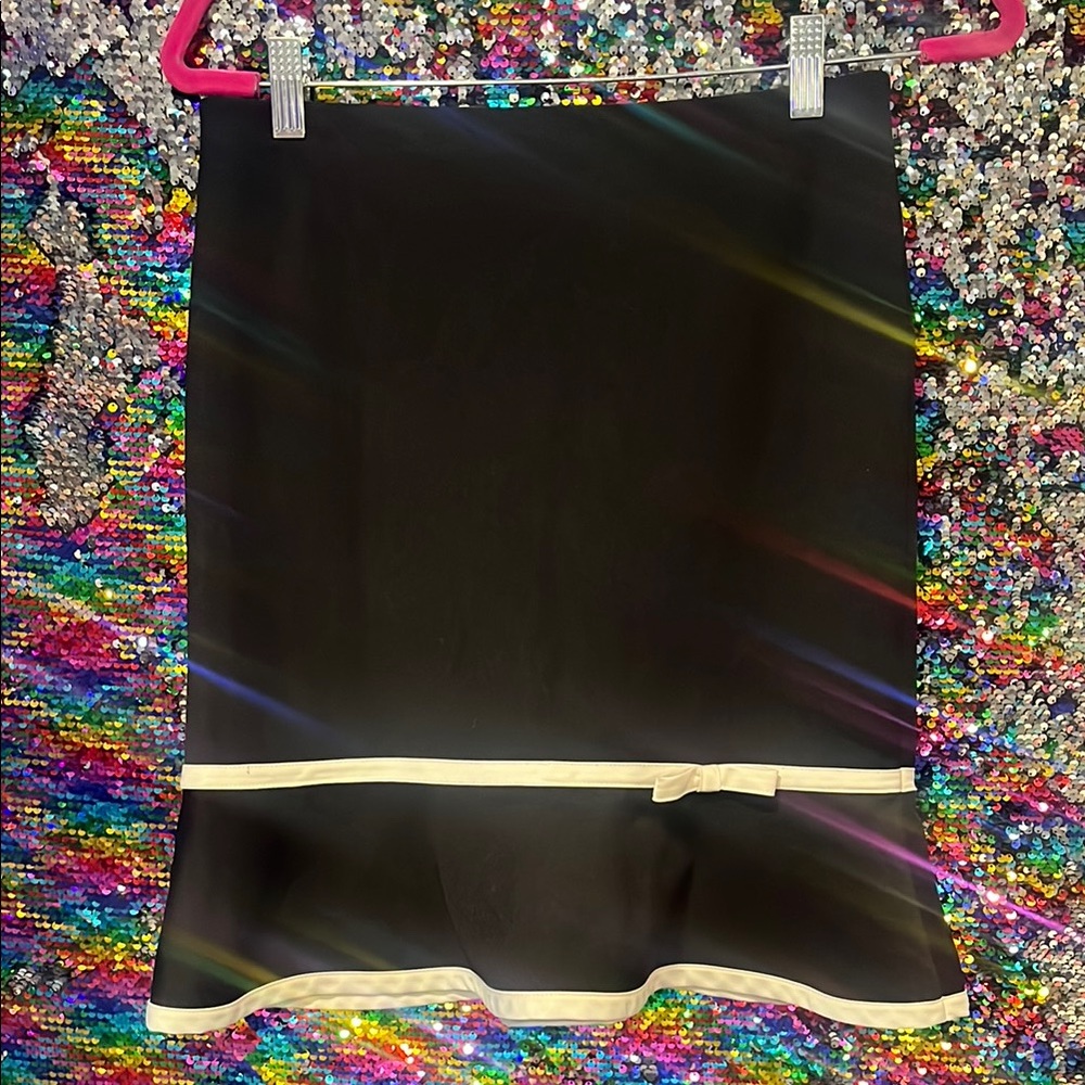 Elegant Black Skirt with Cream Trim